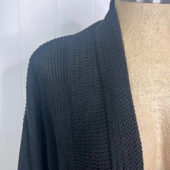 Lauren Ralph Lauren Open Front Black 100% Linen Cardigan L - Picture 4 of 6
